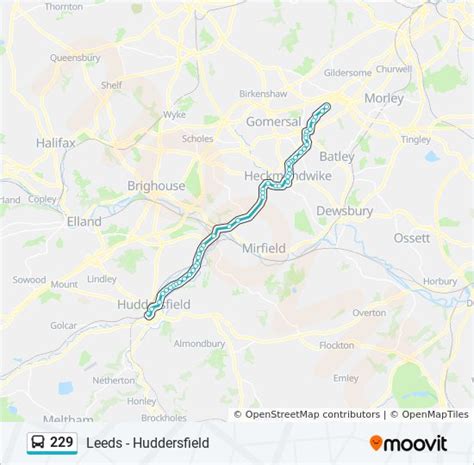 Additional information: <b>229</b> has 56 stops and the total trip duration for this route is approximately 52 minutes. . 229 bus times from birstall to leeds